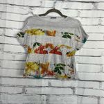 ZARA  Collection Floral Graphic Tee Women’s Small Gray Short Sleeve Top Portugal Photo 3