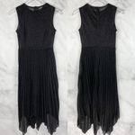 SheIn Glittery Semi Sheer High Neck Sleeveless Pleated Layering Midi Dress Black XS Photo 0