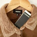 MONROW | Terrycloth Velour Romper Chocolate Brown Collar Short Zipper | Small Photo 3