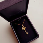 Tiffany & Co. 18k Yellow Gold Diamond Key Pendant Necklace with Box Photo 0