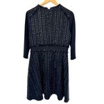 Ports Metallic Black Silver Tweed Knit Long Sleeve Wool Blend Dress‎ Size 8 Work Photo 4