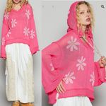 POL  Clothing Lucia Floral Daisy Loose Knit Hooded Sweater Boho Bohemian Coastal Photo 1