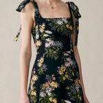 RIHOAS Floral Midi Dress Tie Strap Square Neck Black Yellow Spring Summer S Photo 0