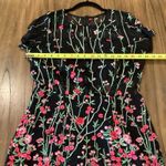 VONE Black Pink lace brocade Shortsleeve embroidered Floral Arlan Midi Dress 10 Photo 7