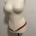Chico's Chico’s belt woman genuine Red leather fashion silvertone hook buckle Sz M/L Photo 1