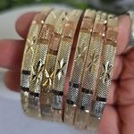 Set of Seven Gold Filled Bangle Bracelet Star Design Tricolor Photo 2