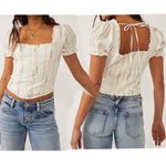 Free People Seratonin Corset Top Shirt Blouse Linen Ivory Combo XS Photo 1