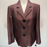 Jones Studio Vintage Y2K Metallic Black Red Silver Woven Button Front Blazer Clueless Preppy Photo 4