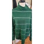 kim rogers  Green w/ Silver Stripes Petite Mock Neck LUREX Sweater PXL New Photo 3