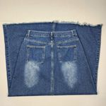 Denim Skirt Maxi Skirt Frayed Hem Jean Skirt Long To The Floor A Photo 9