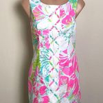 Lilly Pulitzer  Cathy Shift Dress Dont Give a Cluck Flamingo Pink Green White 00 Photo 1