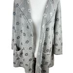 Martucci Roma Cashmere & Silk Open Cardigan Gray Floral Fringe Italy Silver Size M Photo 8