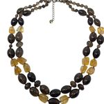 Sterling Silver Signed 925 Brown Citrine Glass Bead Necklace Multi Strand Facet Photo 0