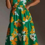 Anthropologie  Maeve The Somerset Kelly Green Floral Maxi Dress Size XS Photo 0