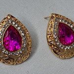 Mixed Media Statement Necklace with Earrings Gold Photo 7