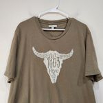 Frye Khaki Green Short Sleeve Graphic Tee with Bull Skull Graphic size XXL Photo 5