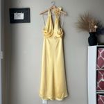 Reformation  Dress Maddison Butter Yellow Silk‎ Satin Halter Midi Dress Size 4 Photo 1
