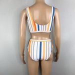 Pink Lily Women Crop Top Bikini Set Striped Printed High Waisted Sporty Swimsuit Photo 4