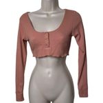 Beach Bunny  ELLA CROP TOP SWIMWEAR LONG SLEEVE IN WHISKEY ROSE sz S Photo 1