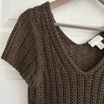 Loft Open Knit Short Sleeve Sweater Brown Size M Photo 3