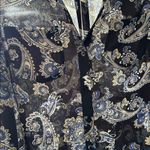 White House | Black Market WHBM black blue paisley Boho western semi sheer button down shirt 8 Photo 11