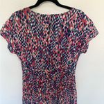 BODEN Cara Dress Blue/Coral/Gray Size 6 Embellished Stones Collar Dolman Sleeves Red Photo 8