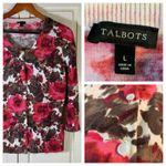Talbots  Womens Cardigan Sweater Floral Print Button Up Knit Top Size L Feminine Photo 11