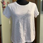 Jane and Delancey  white cotton t-shirt with silver beaded chain giraffe size S Photo 0