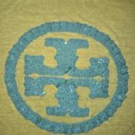 Tory Burch  Sequin Logo Tee Shirt Logo Yellow Blue Size Medium Y2K Photo 1