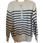 black stripe on off white 1/4 button sweater size xl womens Photo 0