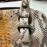 Forth & Towne Tan Calf Leather Snake Print Satchel Handbag Purse Womens Luxury Photo 2