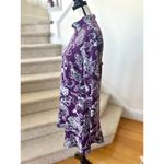 Anthropologie  Purple & Blue Floral Backless Mockneck Swing Dress Photo 3