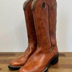 Bronco Womens Western Boots 8.5 Leather Made‎ in USA Mid Calf Cowboy Brown Photo 0