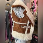 Guess  Tan and Cream Shearling Vest Photo 6