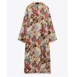 ZARA  Gold and Green Satin Floral Maxi Shirt Dress Photo 8