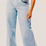 LA Hearts  Light Indigo Rose Belted Low Rise Baggy Jeans Photo 0