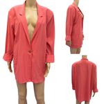 Cabin creek Vintage Cotton Crinkle Coral Blazer Jacket Shoulder Pads Pockets 14 Photo 1