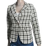 Femme Fatale NWT Women’s XS Black White Plaid Cotton Blend Tweed Jacket Blazer Photo 2