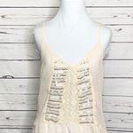 Hollister Sheer Cream Sequin & Lace Ruffle Trim Peasant Tank Top Size Small Photo 0