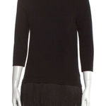 Neiman Marcus Black Cashmere 3/4 Sleeve Fringe Tunic Sweater Photo 0
