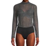 L'Agence L’Agence Nico Fishnet Sheer Bodysuit Black Silver size small Photo 2