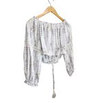 Surf Gypsy  Metallic Star Print Crochet Size Small Ruched Off Shoulder Crop Top Photo 1