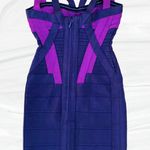 Herve Leger navy and purple double strap bandage dress size XS extra small Photo 5