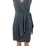 Loft NWT Sleeveless Wrap Dress Size SMALL Asymmetric Ruffle Hem Gray 100% Modal Photo 0