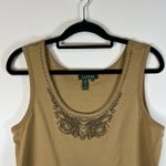 Ralph Lauren Lauren  Tan Beaded Tank Top Sleeveless Top Women's Plus SIze 1X Photo 1