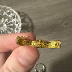 Vintage‎ Gold Toned Faux Diamond Huggie Hoop Small Earrings Black Trim Photo 5