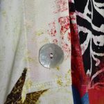 Simply Art Dolcezza Top Womens Medium Button Up Shirt Floral Artsy Boho Shell Red Photo 3