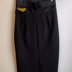 Donna Karan  Collection Black Label Wool Pencil Skirt Silk Trim Yellow Size 6 Photo 5