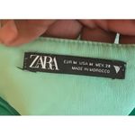 ZARA  Mint Green Satin Cowl‎ Neck Corset Crop Top Photo 4