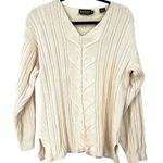 Timberland  Vintage Y2K S Women's V-neck cable-knit sweater Cream Fisherman Photo 0